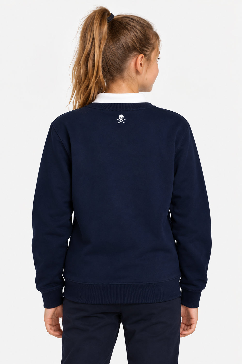 Sweat Golf Fille Bleu Marine Col Rond