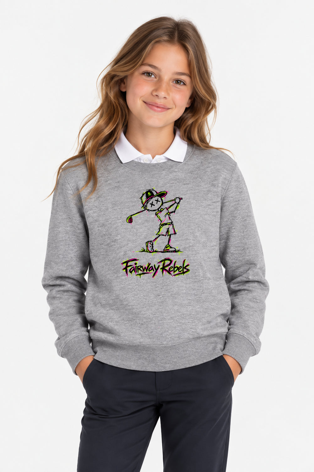 Sweat Golf Fille Gris Col Rond