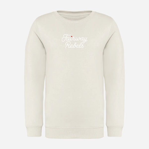 Sweat de golf pour fille naturel, col rond, manches longues, inscription « Fairway Rebels »