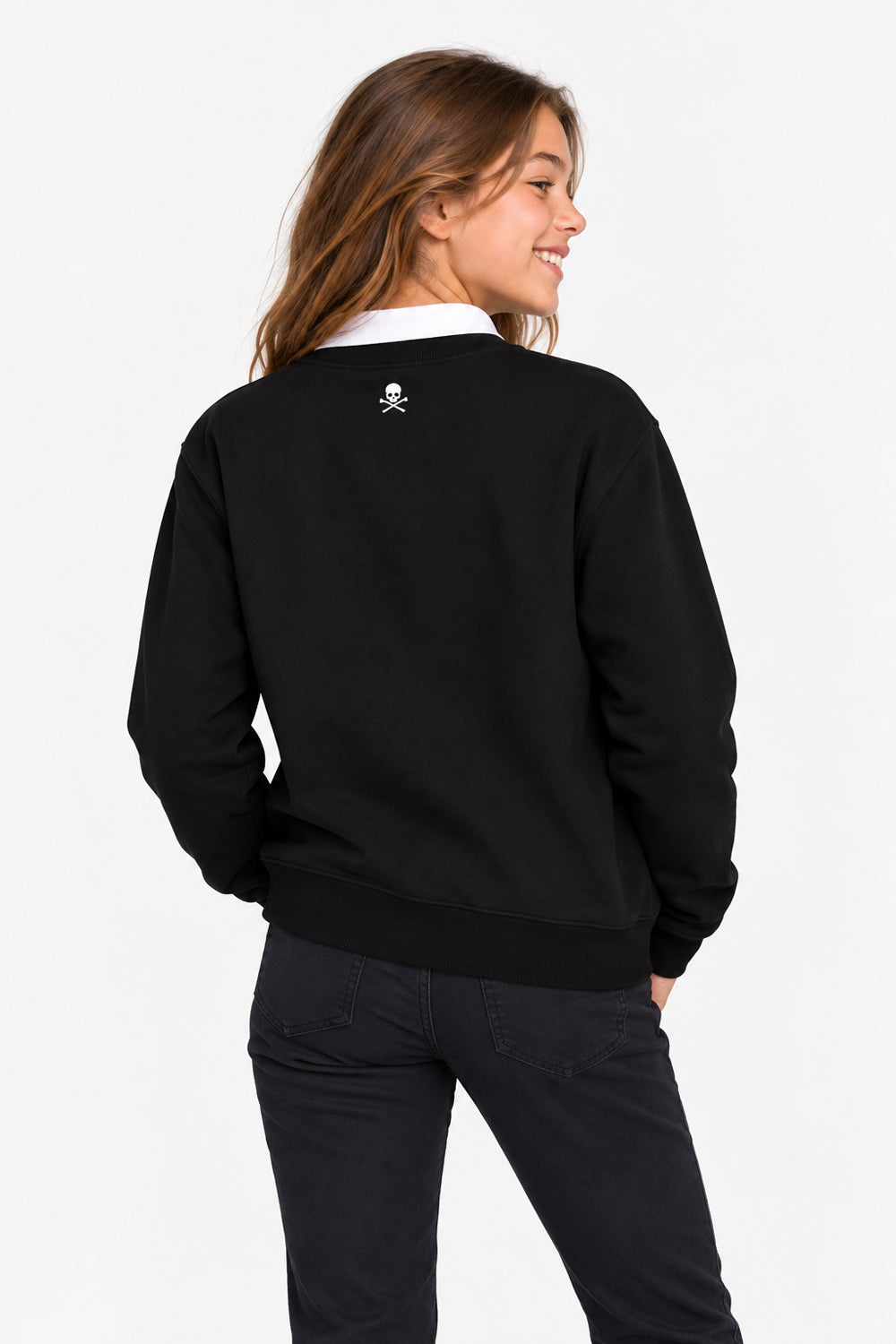 Sweat Golf Fille Noir Col Rond