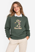 Sweat Golf Fille Vert Col Rond