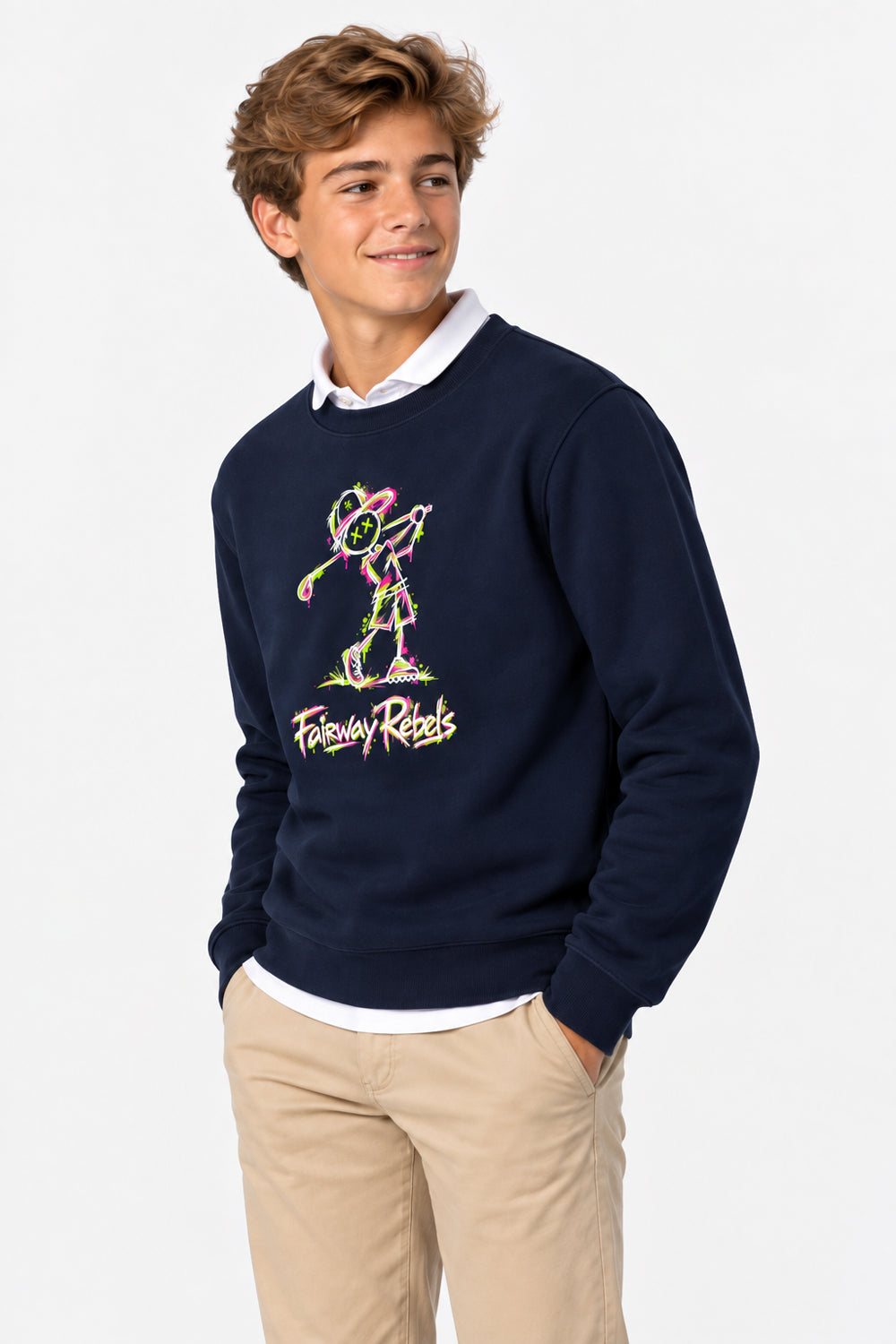 Sweat Golf Garçon Bleu Marine Col Rond
