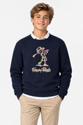 Sweat Golf Garçon Bleu Marine Col Rond