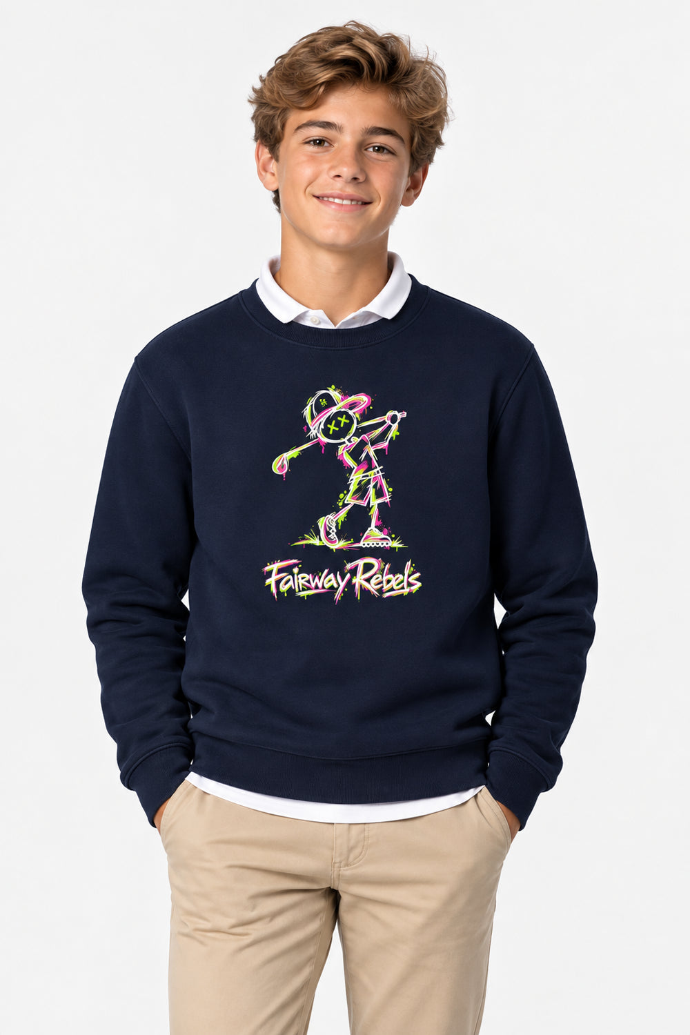 Sweat Golf Garçon Bleu Marine Col Rond