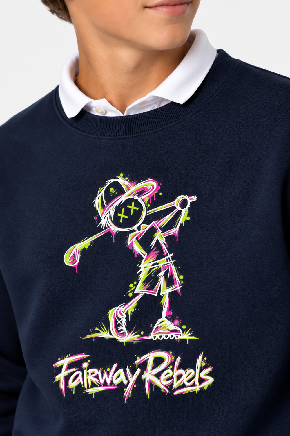 Sweat Golf Garçon Bleu Marine Col Rond