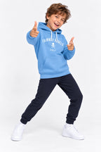 Sweat à capuche bleu ciel avec inscription « FAIRWAY REBELS GOLF » et lacets