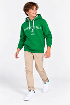 Sweat à capuche vert pour garçon, inscription FAIRWAY EREBELS GOLF, poche kangourou