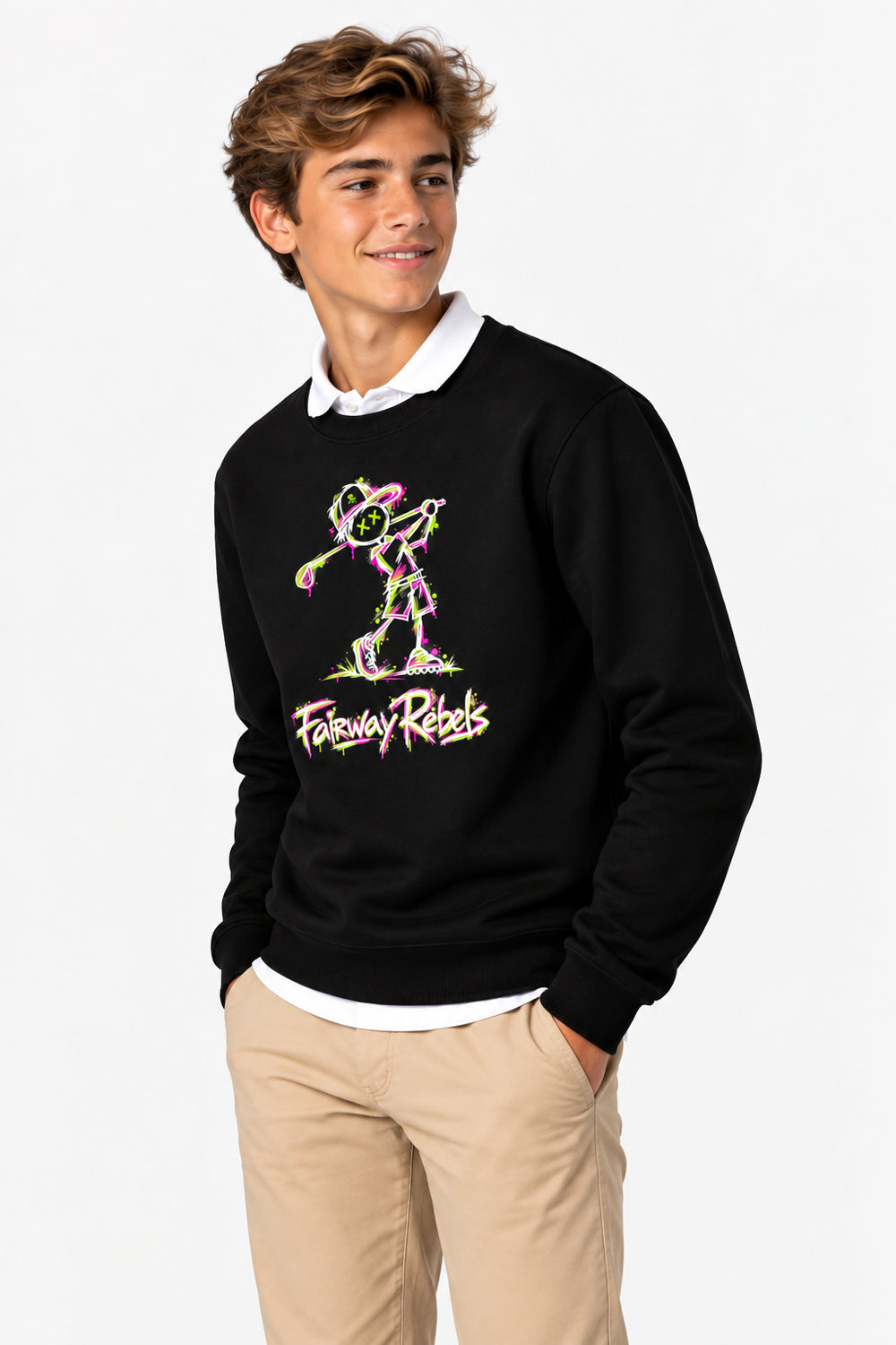 Sweat Golf Garçon Noir Col Rond