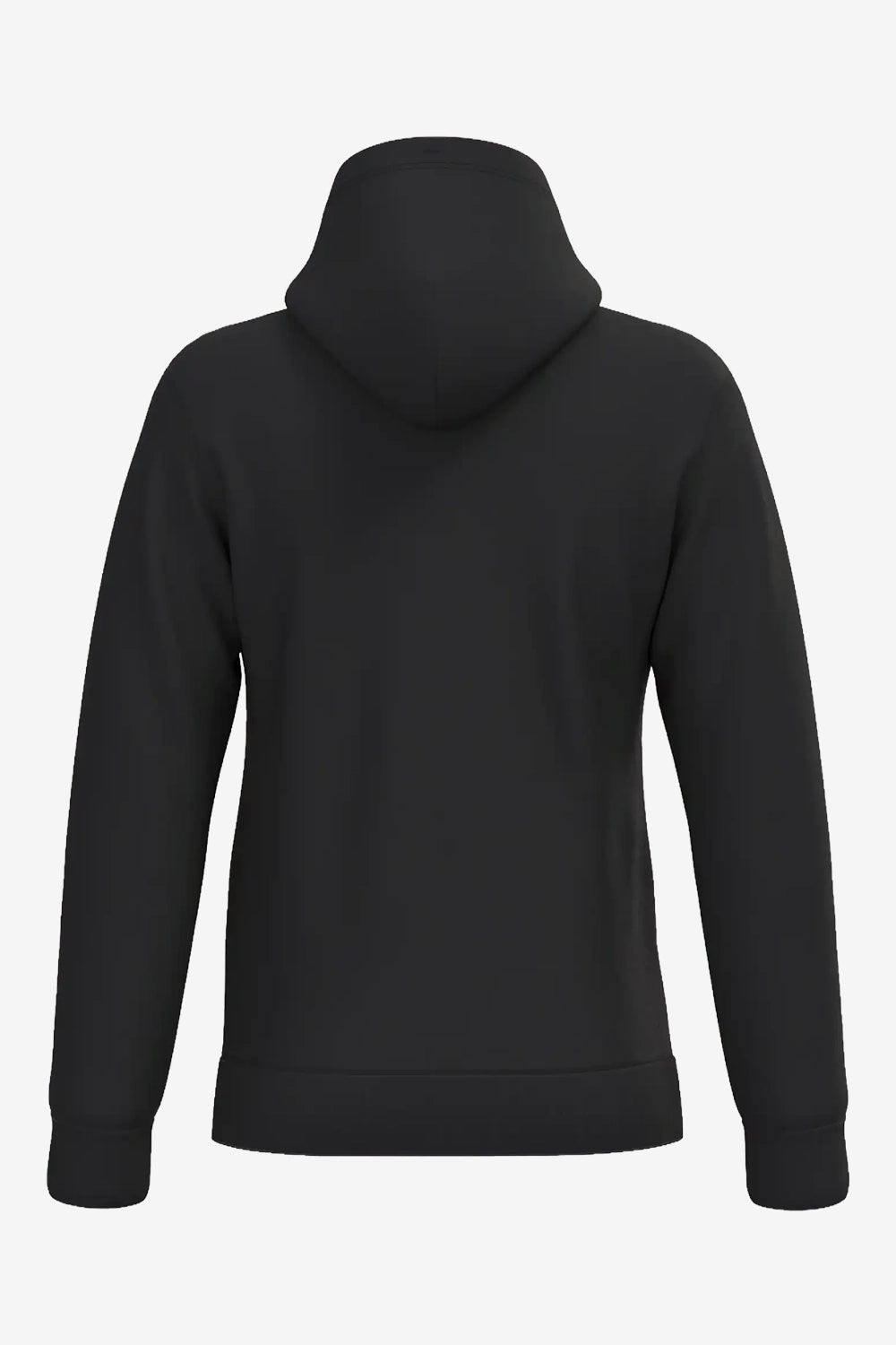 Sweat à capuche homme noir, dos uni avec capuche et manches longues.