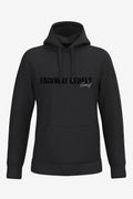 Sweat à capuche homme noir, poche kangourou et inscription « Golf » sur la poitrine.
