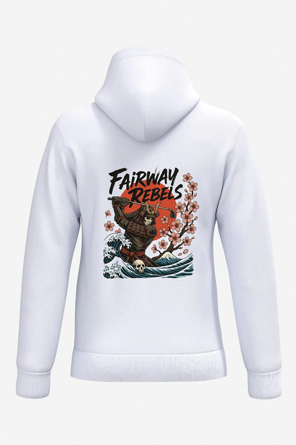 Sweat à capuche homme blanc, vue de dos avec grand motif coloré