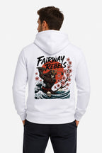 Sweat à capuche homme blanc, dos avec grand motif "Fairway Rebels"