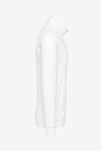 Veste de golf zippée homme en molleton blanc, vue de côté, manches longues.
