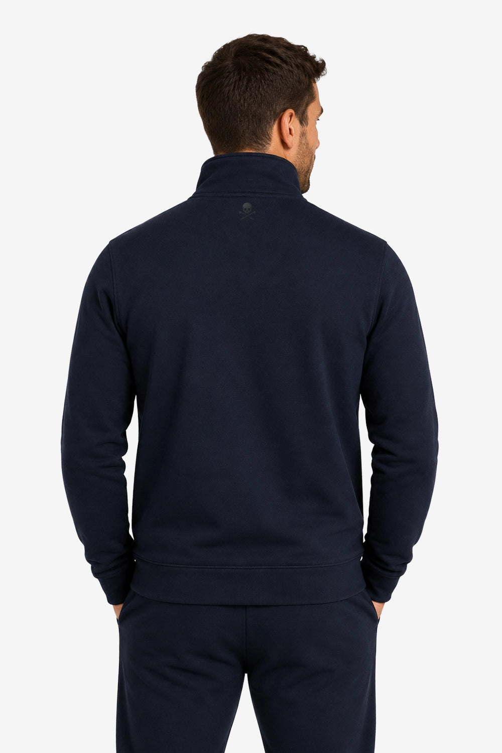 Veste de golf zippée homme en molleton bleu marine, vue arrière
