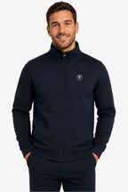 Veste de golf zippée homme bleu marine, col montant et logo poitrine