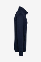 Veste de golf zippée bleu marine, vue de côté manches longues