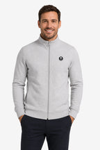 Veste de golf zippée homme gris clair, col montant et fermeture éclair