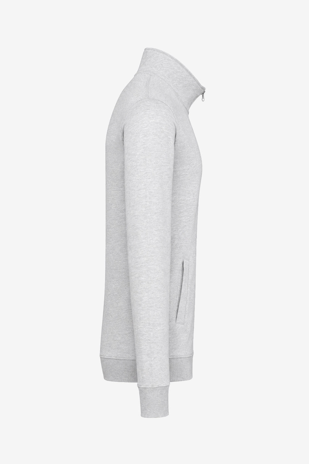 Veste de golf zippée gris clair, vue de côté manches longues