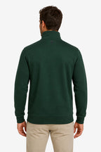 Veste de golf homme verte foncée, vue arrière, manches longues et col montant.