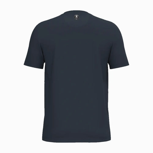 T-shirt unisexe bleu marine, logo discret au dos, manches courtes