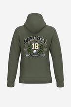 Sweat de golf homme vert olive à capuche, imprimé « Fairway Rebels 18 » sur le devant