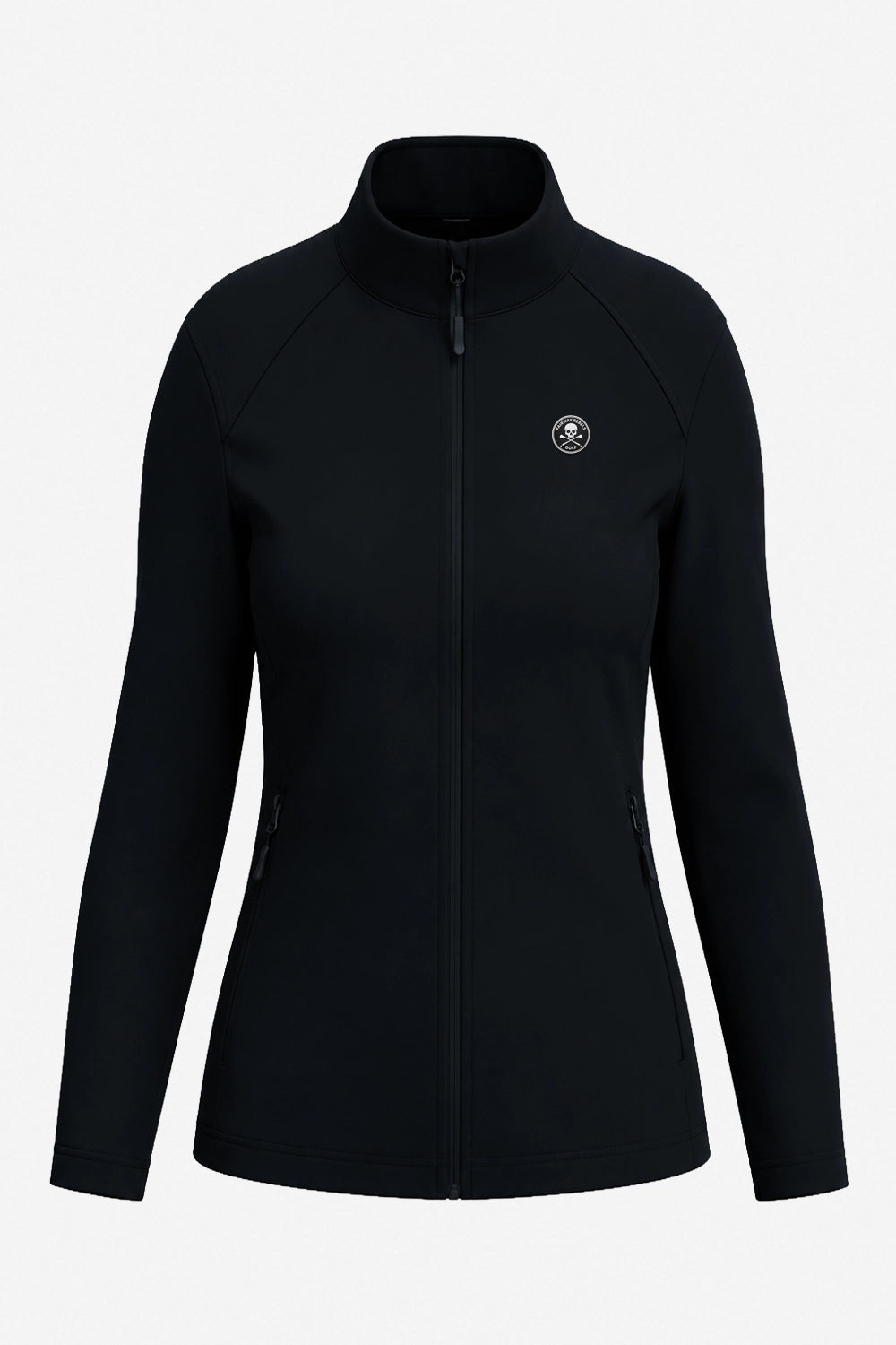 Veste de golf déperlante femme noire, fermeture zippée et col montant