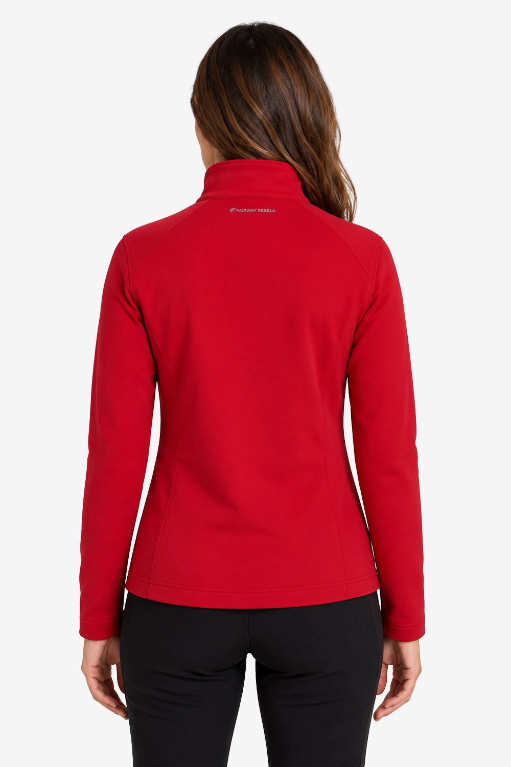 Veste de golf déperlante femme rouge, vue arrière, col montant zippé