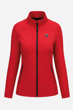 Veste de golf déperlante femme rouge, zip central, poches latérales zippées