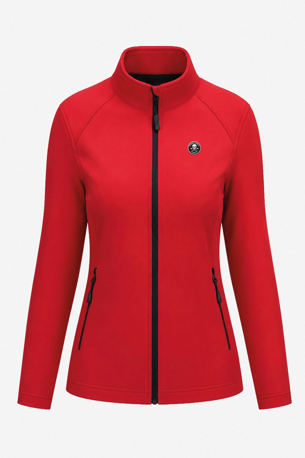 Veste de golf déperlante femme rouge, zip central, poches latérales zippées