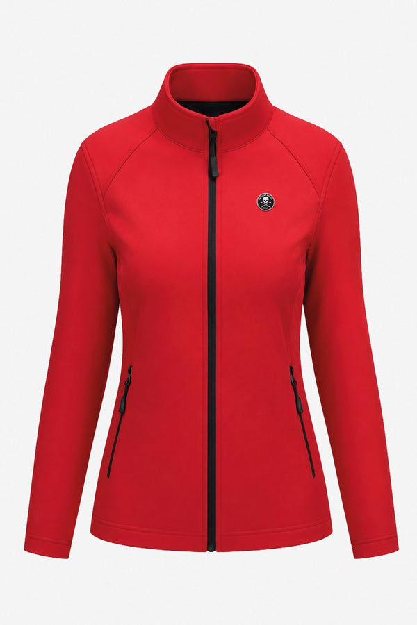 Veste de golf déperlante femme rouge, zip central, poches latérales zippées