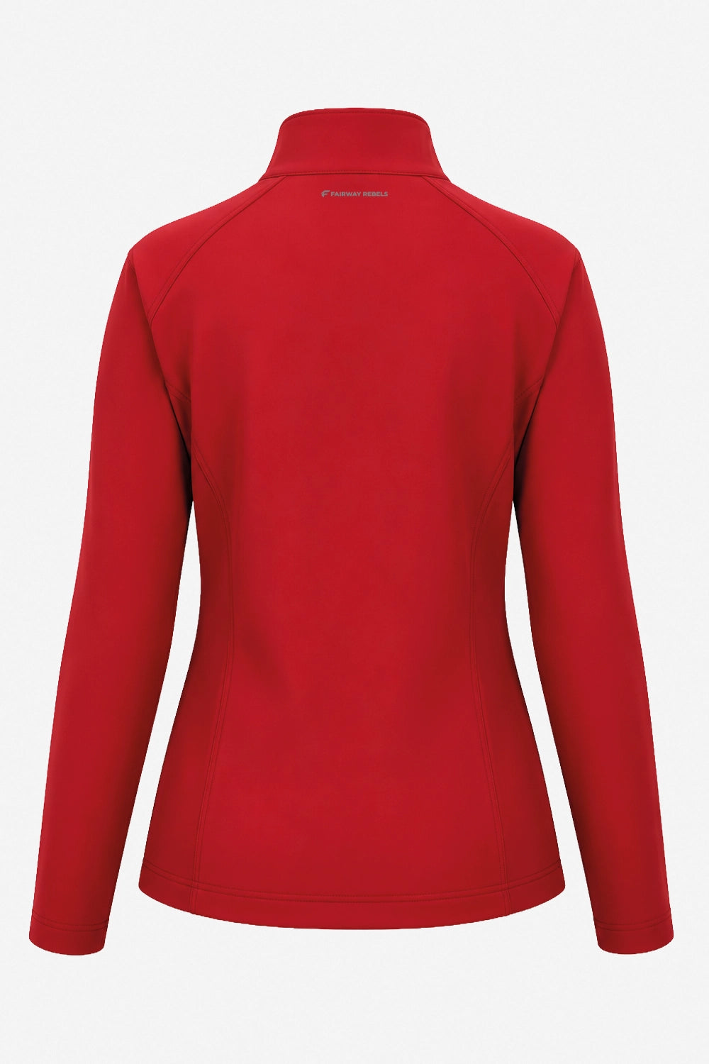 Veste de golf déperlante femme rouge, vue arrière avec col montant