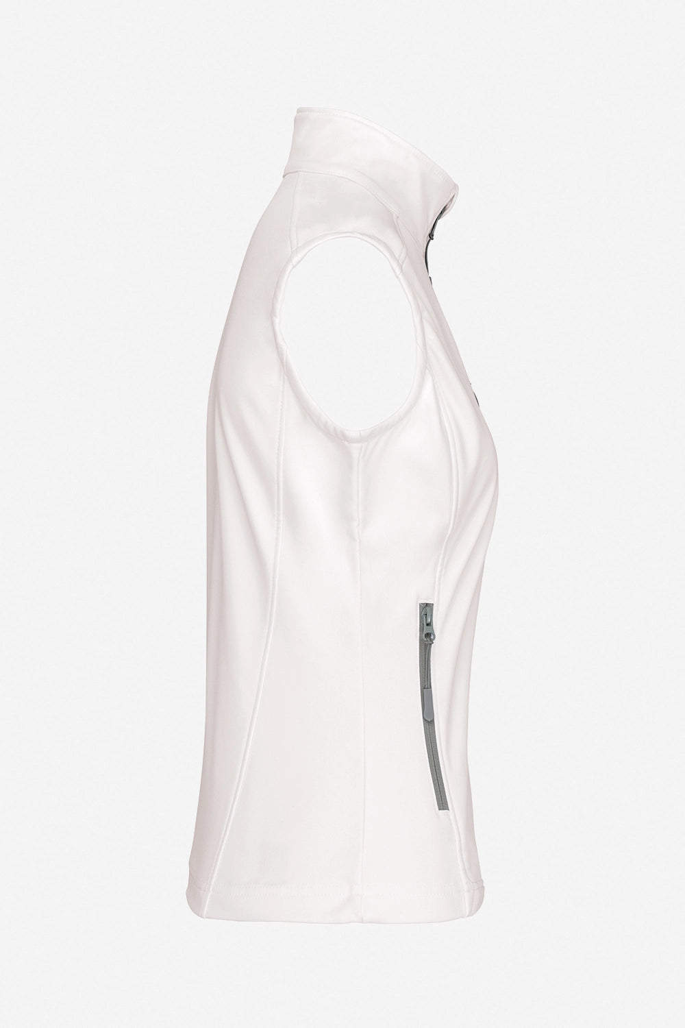 Gilet de golf sans manches déperlant femme blanc, coupe cintrée, zip central