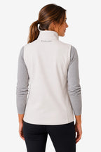 Gilet de golf sans manches déperlant femme blanc, vue dos, col montant
