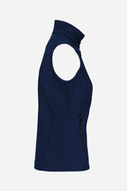 Gilet de golf sans manches déperlant femme bleu marine, vue de profil, zip latéral