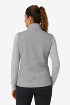 Veste de golf à capuche grise, vue arrière, manches longues et col montant