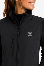 Veste golf déperlante sans manches noire, zip central et capuche à cordon