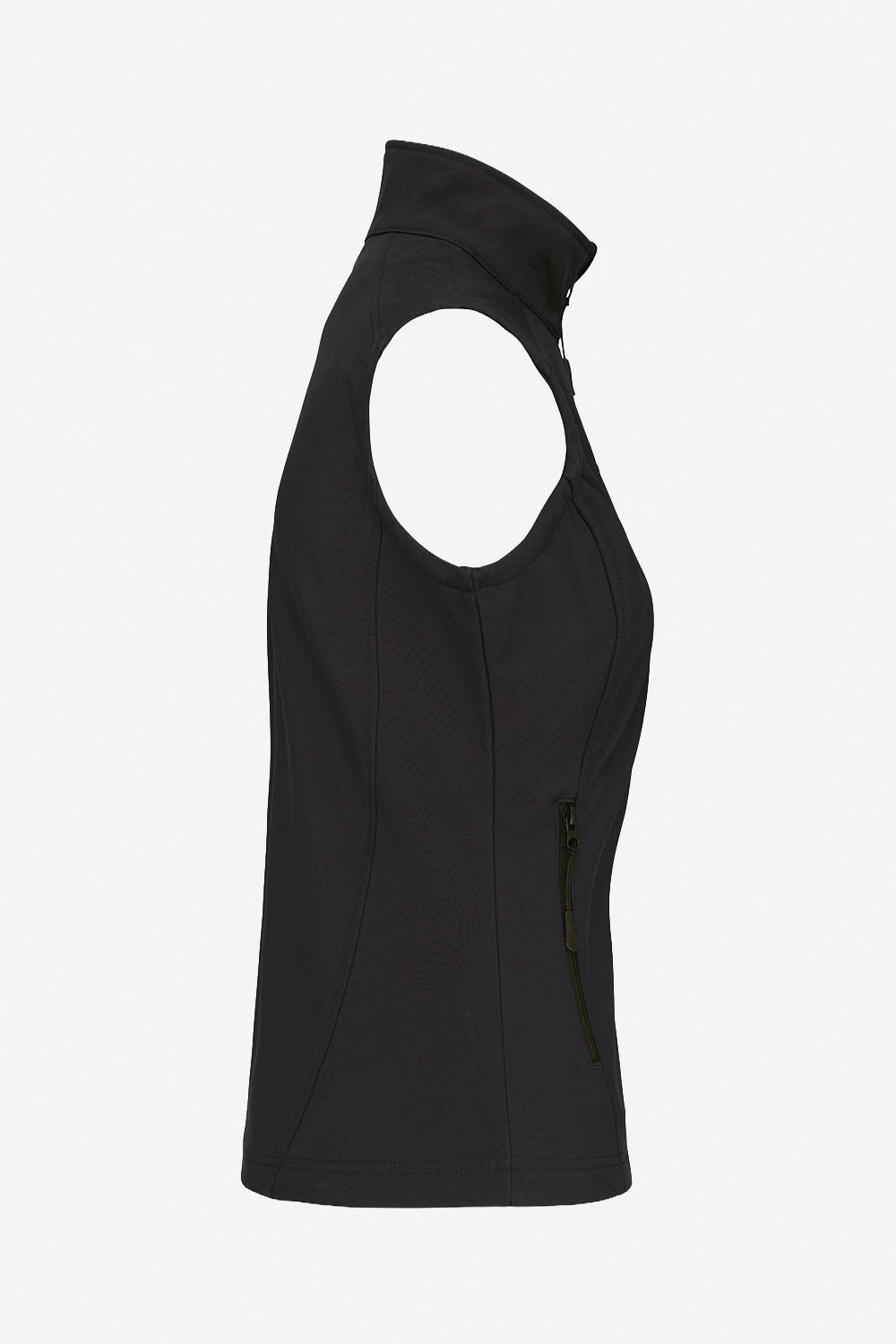 Veste golf déperlante sans manches noire, vue profil, fermeture zippée