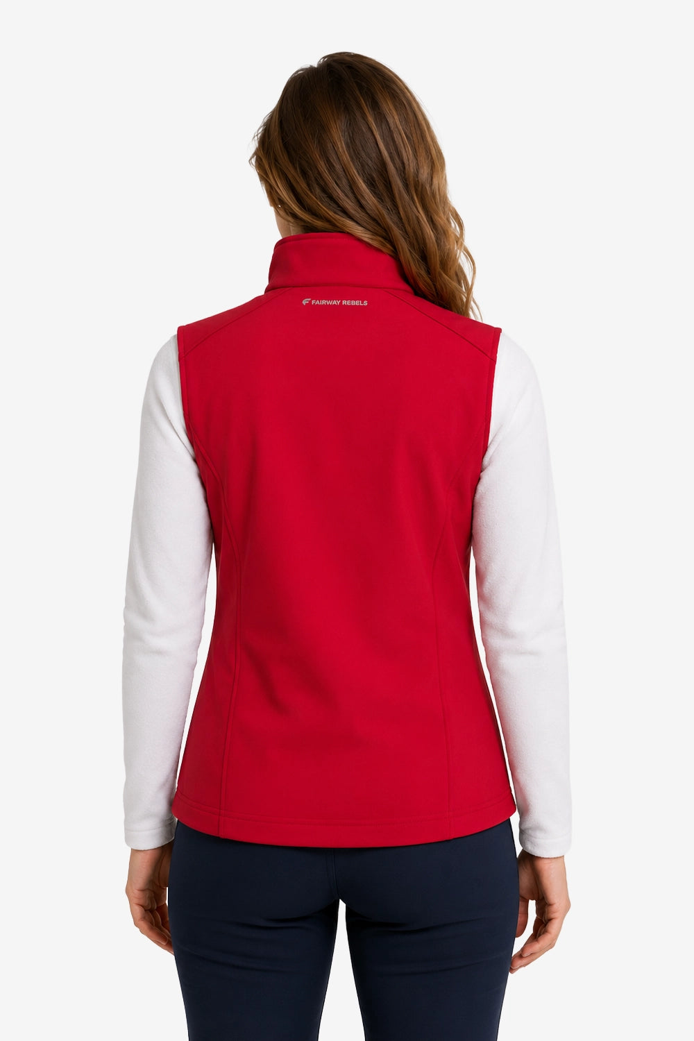 Veste golf déperlante sans manches rouge, vue dos, col montant