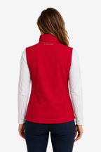 Veste golf déperlante sans manches rouge, vue dos, col montant
