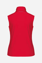 Veste de golf sans manches rouge, col montant, vue dos, fermeture éclair