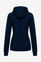 Veste zippée à capuche bleu marine, vue de dos, coupe cintrée