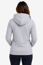 Veste zippée à capuche femme gris, vue de dos, manches longues
