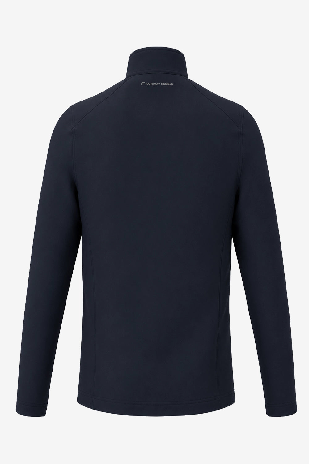 Veste de golf déperlante bleue marine pour homme, vue dos, col montant, zip peu visible.