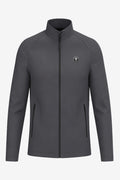 Veste golf déperlante grise pour homme, col montant, zip central, écusson.