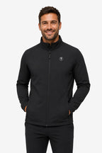 Veste golf déperlante noire pour homme, fermeture zippée, manches longues.