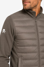 Veste de golf homme grise matelassée, fermeture zippée intégrale et col montant