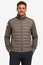 Veste de golf homme grise taupe, matelassée, fermeture zippée au col