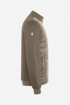 Veste de golf homme beige matelassée, vue de côté, manches en tissu
