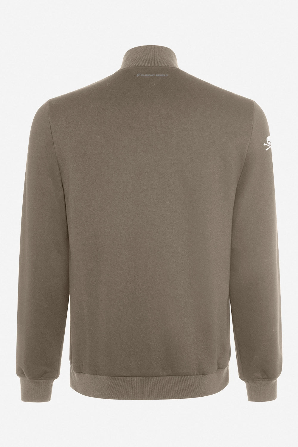 Veste de golf homme beige, vue dos avec manches côtelées et écusson