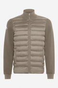 Veste de golf homme beige, matelassée sur le torse, zip au col montant